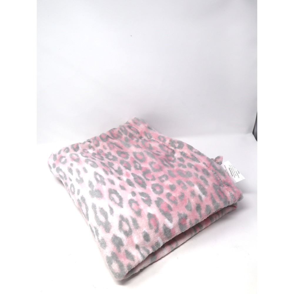 Pink Plush Throw 50x60 Leopard Print Fleece Blanket Dorm Teen Pastel Animal Cozy